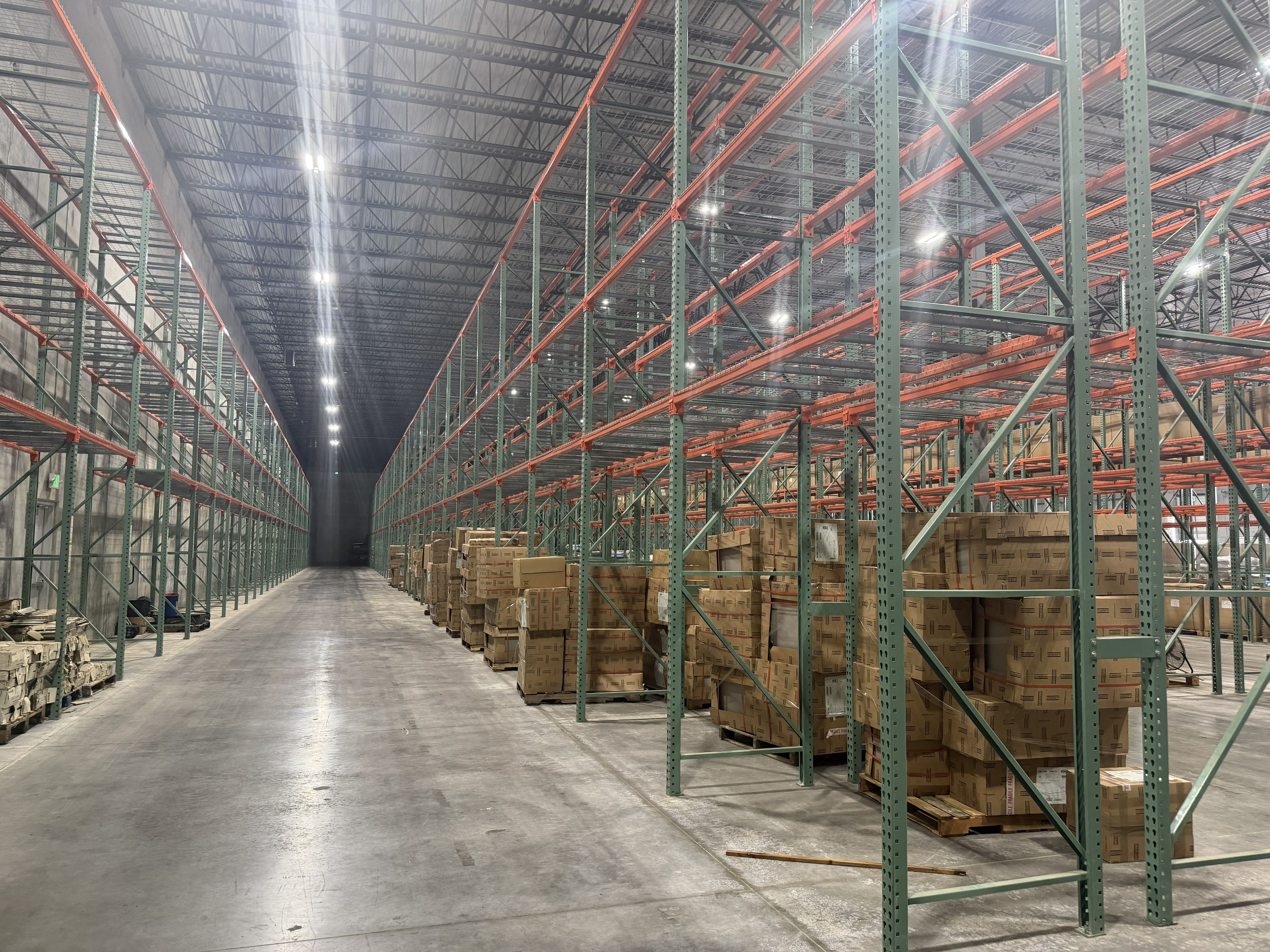 Pallet Rack Green Frames Orange Beams